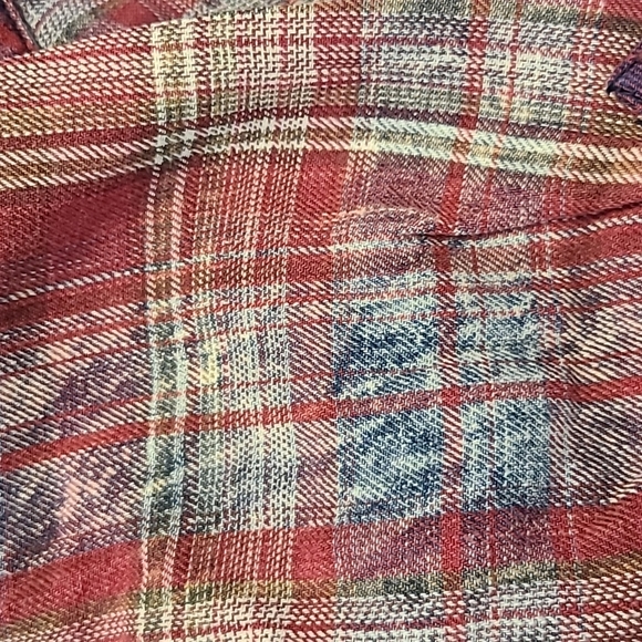 love, FIRE Medium Pink Blue Plaid Button Up Shirt Top - Picture 6 of 6